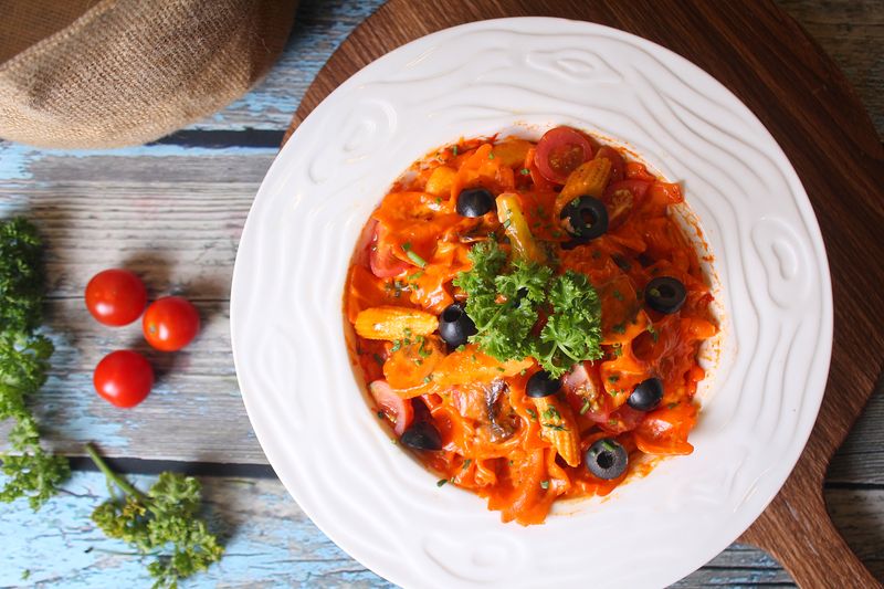 Penne arrabbiata with spicy tomato sauce