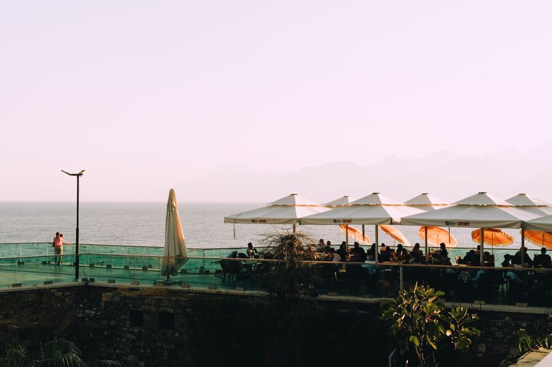 Pizza inn outdoor terrace dining area with scenic view